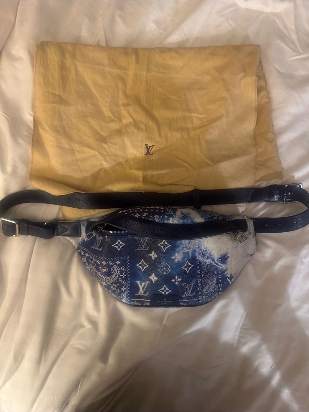 Louis Vuitton Navy and White Bandana Monogram Crossbody Belt Bag